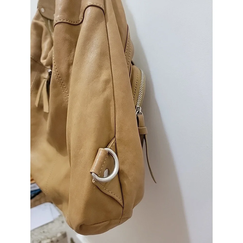 Chocolat Blu Pocket Hobo Bag Genuine Tan Leather Handbag Large Shoulder Purse